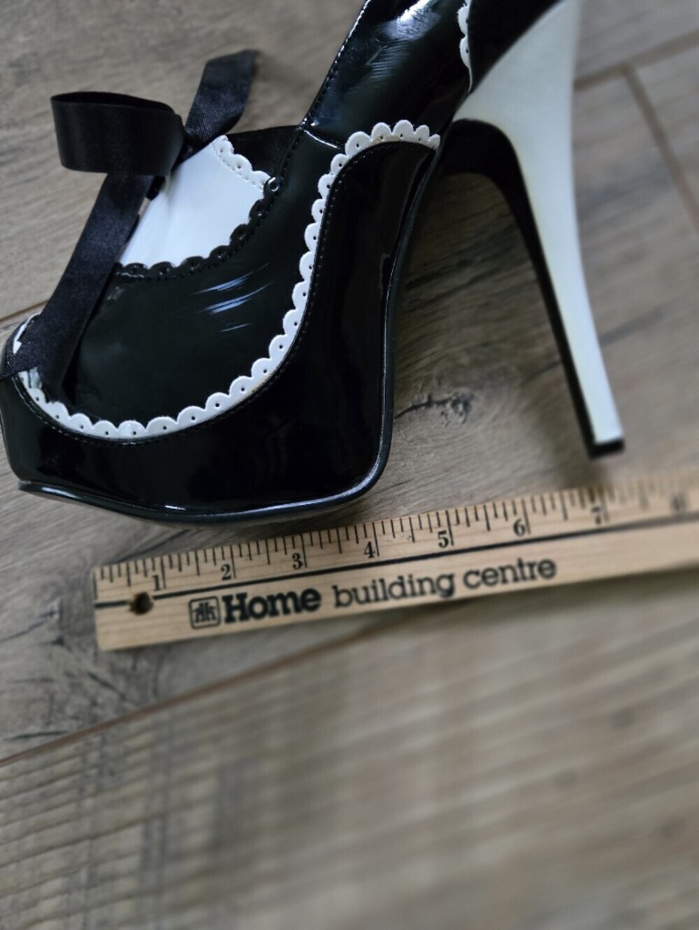 Bordello Teeze-01 Black And White High Heel Platform Pumps Shoes - Picture 14 of 16